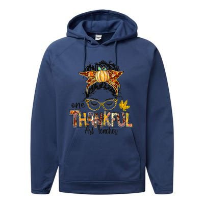 One Thankful Teacher Fun Turkey Thanksgiving Family Performance Fleece Hoodie