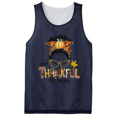 One Thankful Teacher Fun Turkey Thanksgiving Family Mesh Reversible Basketball Jersey Tank