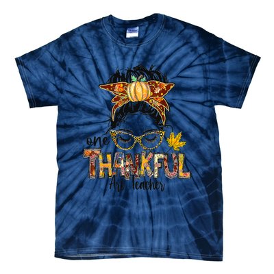 One Thankful Teacher Fun Turkey Thanksgiving Family Tie-Dye T-Shirt