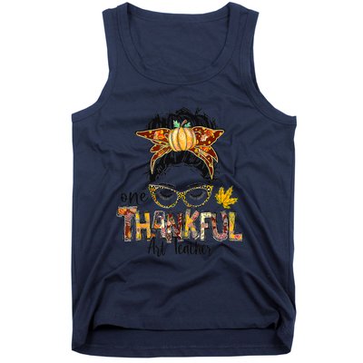 One Thankful Teacher Fun Turkey Thanksgiving Family Tank Top