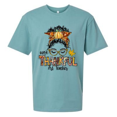 One Thankful Teacher Fun Turkey Thanksgiving Family Sueded Cloud Jersey T-Shirt