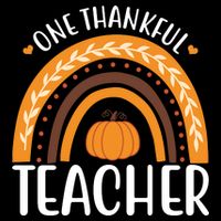 One Thankful Teacher Rainbow Pumpkin Thanksgiving Drawstring Bag