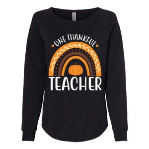 One Thankful Teacher Rainbow Pumpkin Thanksgiving Womens California Wash Sweatshirt