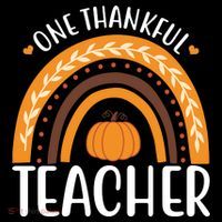 One Thankful Teacher Rainbow Pumpkin Thanksgiving Premium T-Shirt