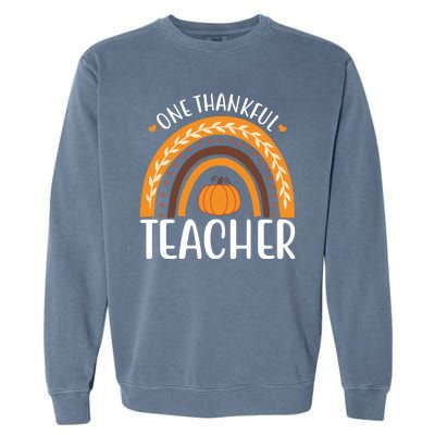 One Thankful Teacher Rainbow Pumpkin Thanksgiving Garment-Dyed Sweatshirt