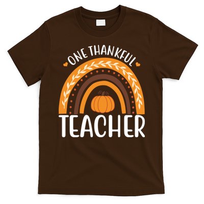One Thankful Teacher Rainbow Pumpkin Thanksgiving T-Shirt