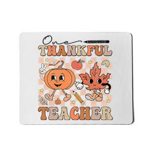 One Thankful Teacher Thanksgiving Groovy Fall Autumn Teacher Mousepad