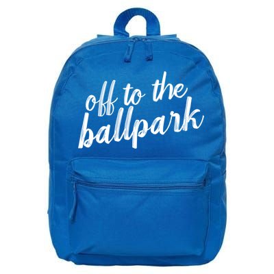 Off To The Ballpark Game Day Vibes Softball Baseball Gift 16 in Basic Backpack
