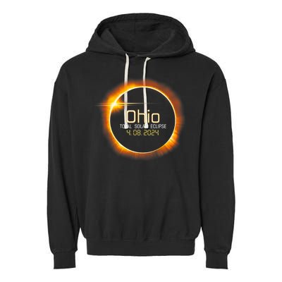 Ohio Totality Total Solar Eclipse April 8 2024 Garment-Dyed Fleece Hoodie