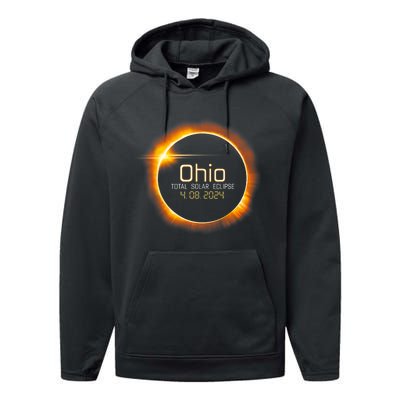 Ohio Totality Total Solar Eclipse April 8 2024 Performance Fleece Hoodie