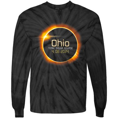 Ohio Totality Total Solar Eclipse April 8 2024 Tie-Dye Long Sleeve Shirt