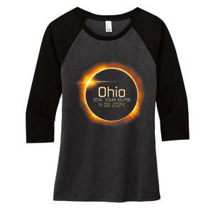 Ohio Totality Total Solar Eclipse April 8 2024 Women's Tri-Blend 3/4-Sleeve Raglan Shirt