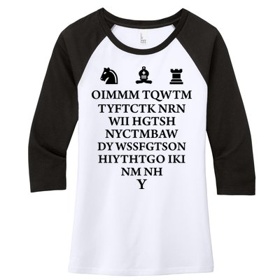Oimmm Tqwtm Tyftctk Nrn Wii Hgtsh Women's Tri-Blend 3/4-Sleeve Raglan Shirt