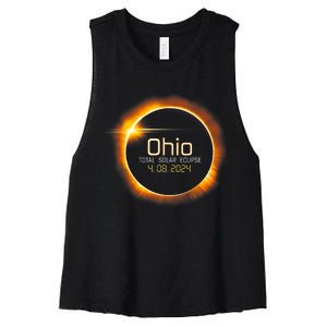 Ohio Totality Total Solar Eclipse April 8 2024 Women's Racerback Cropped Tank