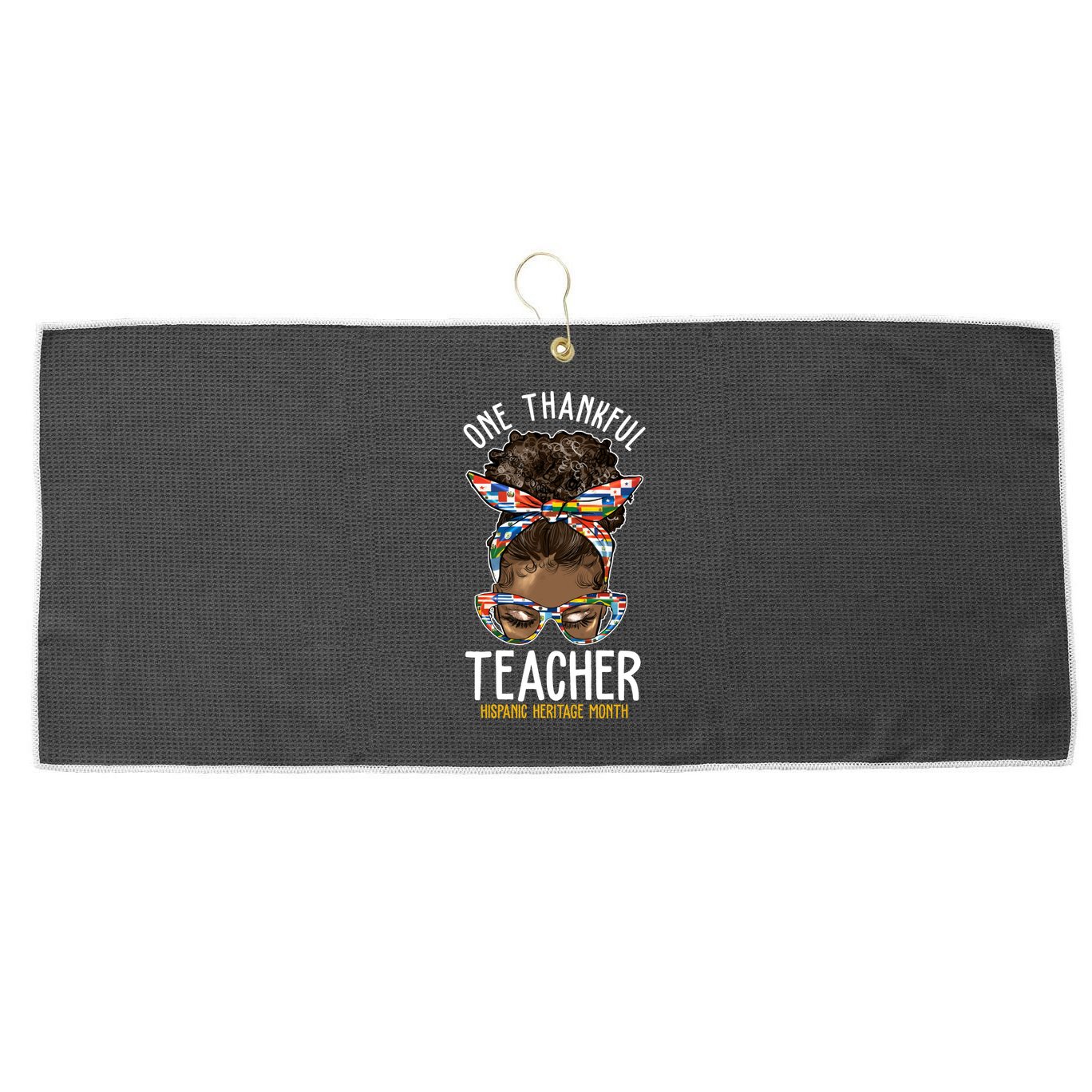 One Thankful Teacher Hispanic Heritage Month Large Microfiber Waffle Golf Towel