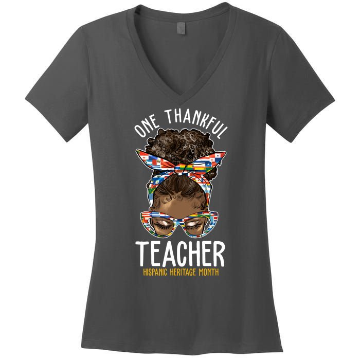 One Thankful Teacher Hispanic Heritage Month Women's V-Neck T-Shirt