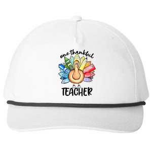 One Thankful Teacher Thanksgiving Turkey Snapback Five-Panel Rope Hat