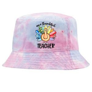 One Thankful Teacher Thanksgiving Turkey Tie-Dyed Bucket Hat