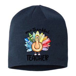 One Thankful Teacher Thanksgiving Turkey Sustainable Beanie