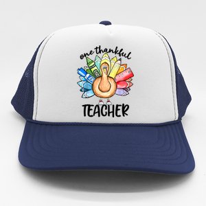 One Thankful Teacher Thanksgiving Turkey Trucker Hat