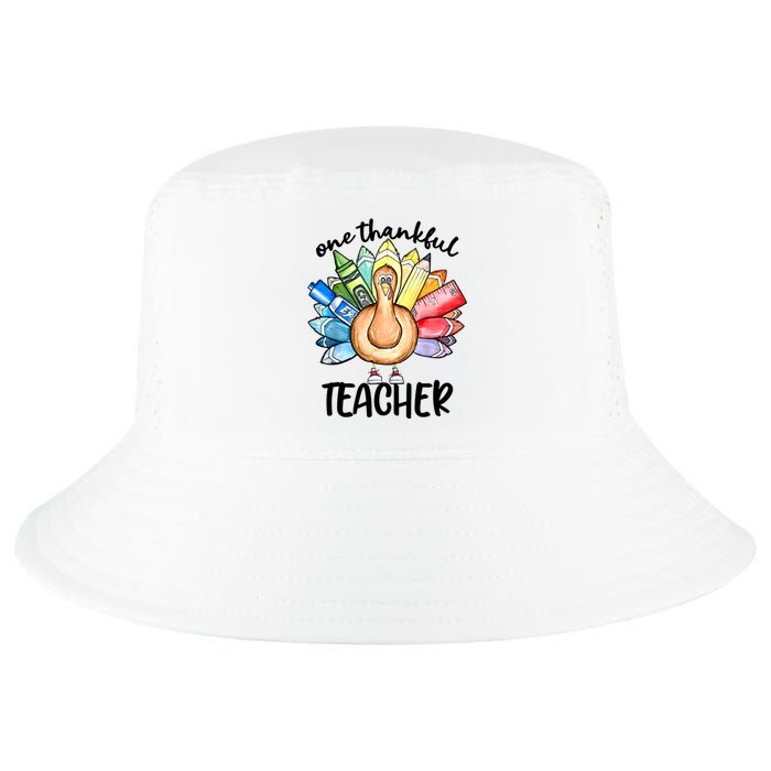 One Thankful Teacher Thanksgiving Turkey Cool Comfort Performance Bucket Hat