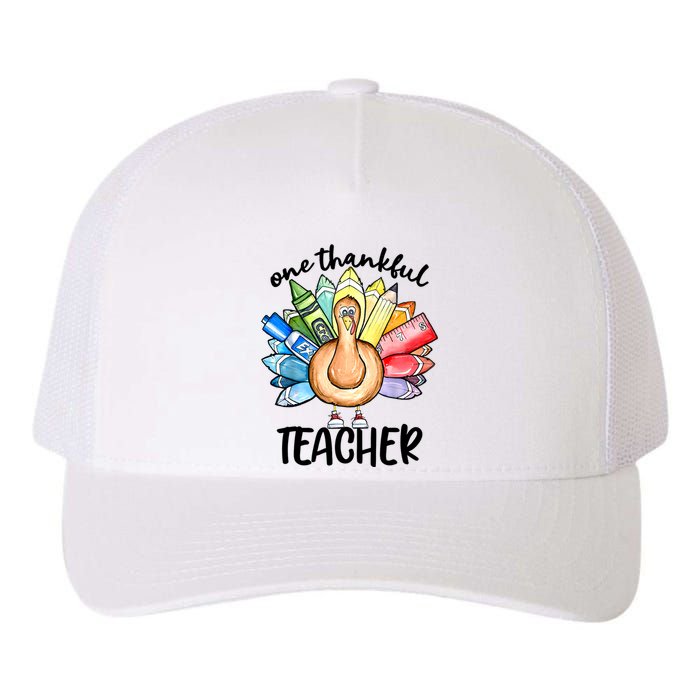 One Thankful Teacher Thanksgiving Turkey Yupoong Adult 5-Panel Trucker Hat