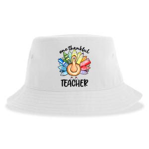 One Thankful Teacher Thanksgiving Turkey Sustainable Bucket Hat