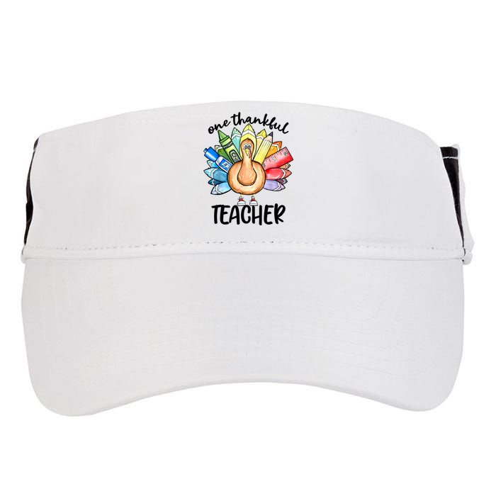 One Thankful Teacher Thanksgiving Turkey Adult Drive Performance Visor