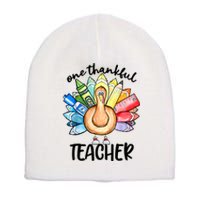 One Thankful Teacher Thanksgiving Turkey Short Acrylic Beanie