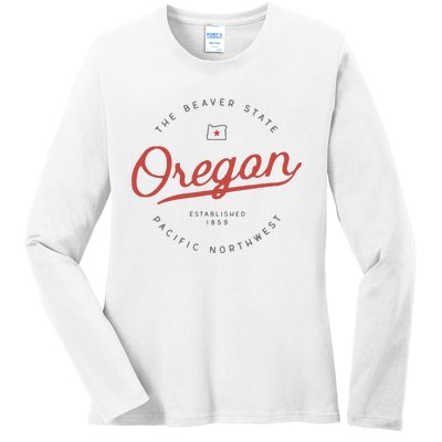 Oregon T The Beaver State Pacific Northwest Pnw Ladies Long Sleeve Shirt