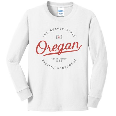 Oregon T The Beaver State Pacific Northwest Pnw Kids Long Sleeve Shirt