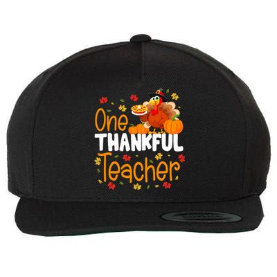 One Thankful Teacher Thanksgiving Turkey Teacher Costume Wool Snapback Cap