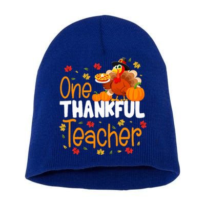 One Thankful Teacher Thanksgiving Turkey Teacher Costume Short Acrylic Beanie