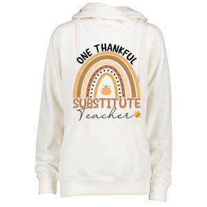 One Thankful Teacher Thanksgiving Rainbow Leopard Fall Funny Womens Funnel Neck Pullover Hood