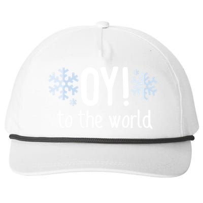 Oy! To The World Hanukkah Jewish Holiday Judaism Humor Gift Great Gift Snapback Five-Panel Rope Hat