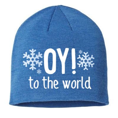 Oy! To The World Hanukkah Jewish Holiday Judaism Humor Gift Great Gift Sustainable Beanie