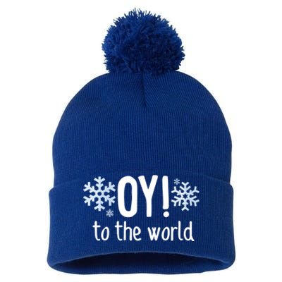 Oy! To The World Hanukkah Jewish Holiday Judaism Humor Gift Great Gift Pom Pom 12in Knit Beanie