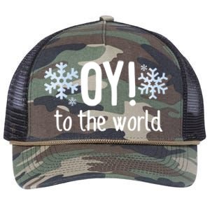 Oy! To The World Hanukkah Jewish Holiday Judaism Humor Gift Great Gift Retro Rope Trucker Hat Cap