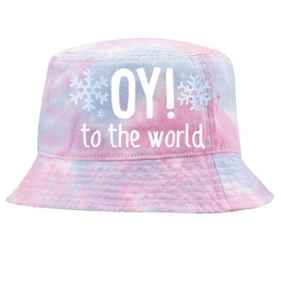 Oy! To The World Hanukkah Jewish Holiday Judaism Humor Gift Great Gift Tie-Dyed Bucket Hat