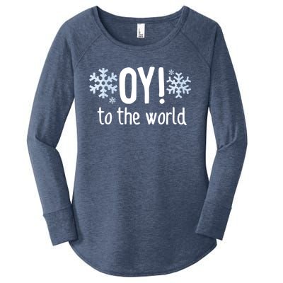 Oy! To The World Hanukkah Jewish Holiday Judaism Humor Gift Great Gift Women's Perfect Tri Tunic Long Sleeve Shirt