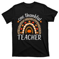 One Thankful Teacher, Autumn Fall Leopard Design T-Shirt