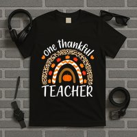 One Thankful Teacher, Autumn Fall Leopard Design T-Shirt