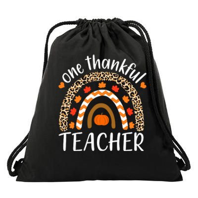 One Thankful Teacher, Autumn Fall Leopard Design Drawstring Bag