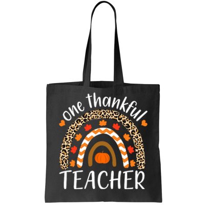 One Thankful Teacher, Autumn Fall Leopard Design Tote Bag