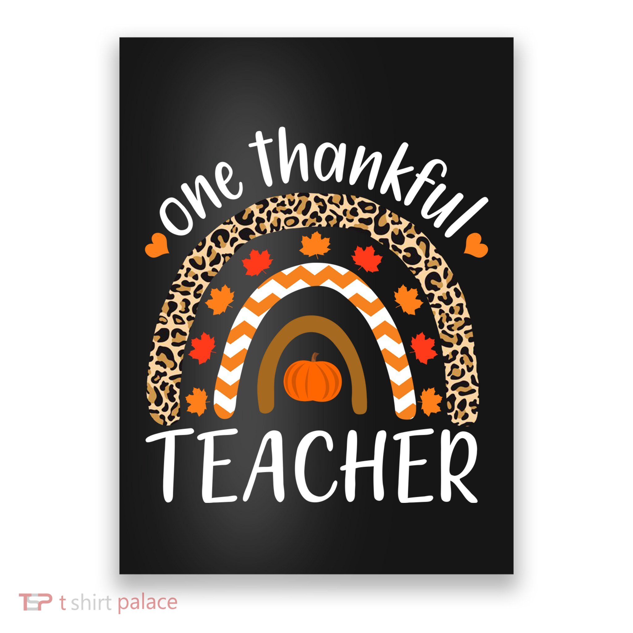 One Thankful Teacher, Autumn Fall Leopard Design Poster