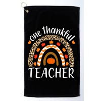 One Thankful Teacher, Autumn Fall Leopard Design Golf Towel