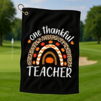 One Thankful Teacher, Autumn Fall Leopard Design Golf Towel