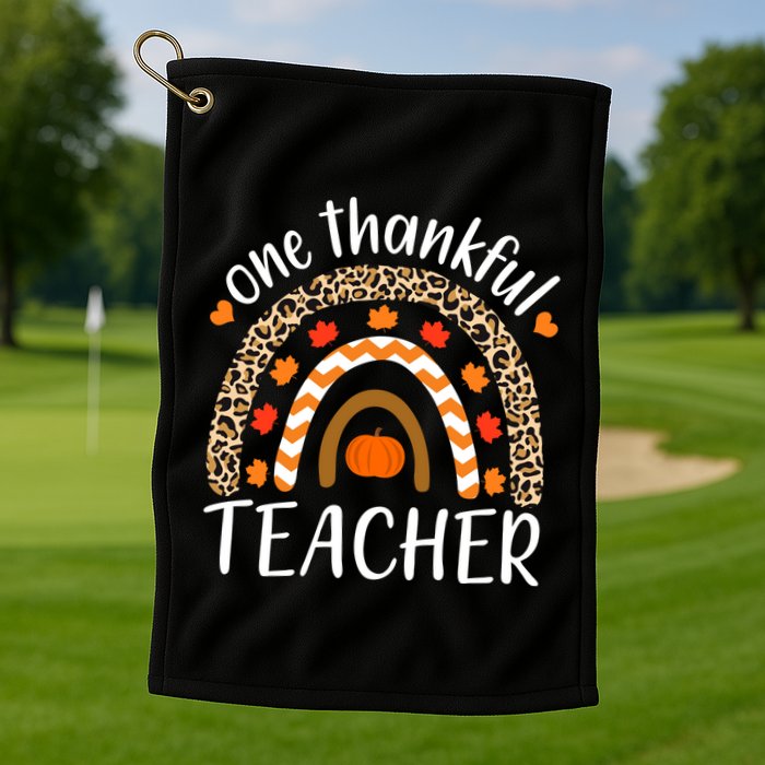 One Thankful Teacher, Autumn Fall Leopard Design Golf Towel