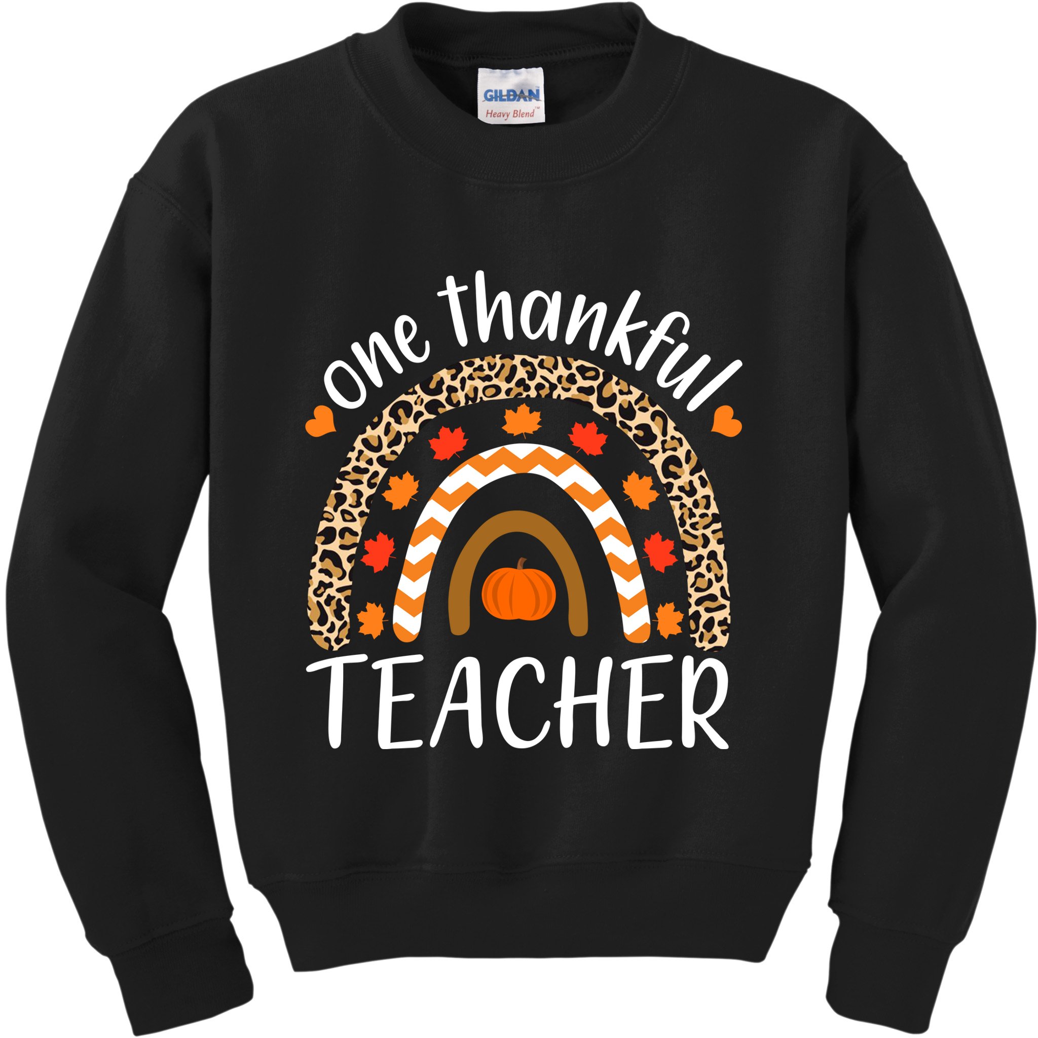 One Thankful Teacher, Autumn Fall Leopard Design Kids Sweatshirt