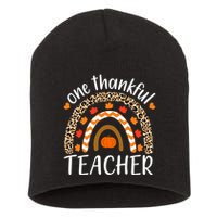 One Thankful Teacher, Autumn Fall Leopard Design Short Acrylic Beanie